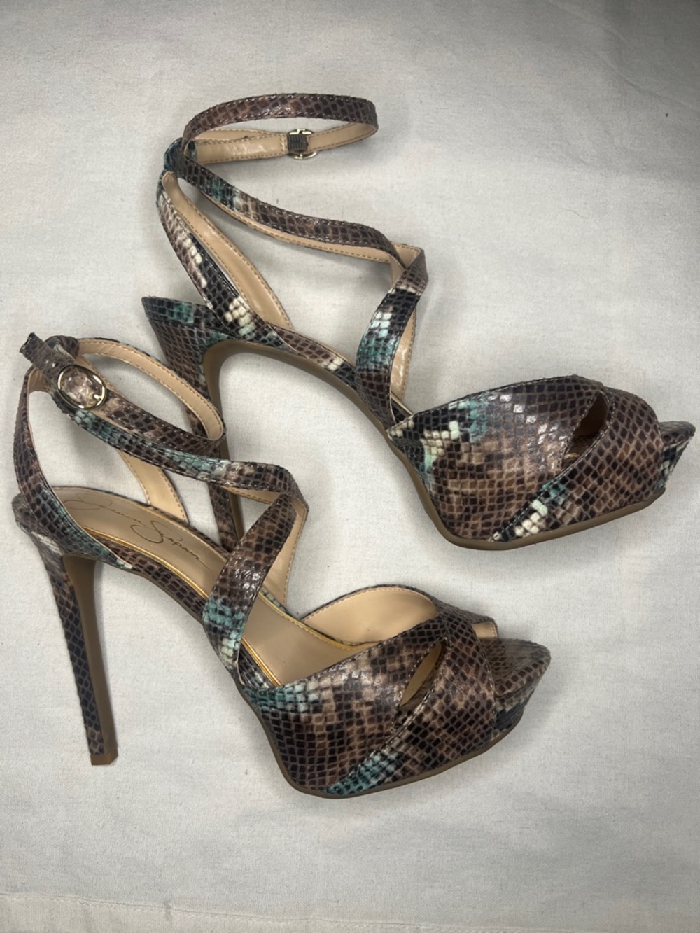 JESSICA SIMPSON Stylish Brown Snakeskin Women's Heels